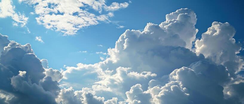 AI generated Majestic Cumulonimbus Clouds in a Dynamic Sky. Dramatic sky featuring towering clouds, indicative of changing weather patterns and natural beauty photo