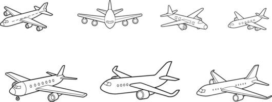 High-Flying Style Airplane Line Art Vector for Your Creative Projects