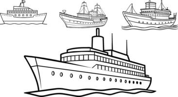 Ship Line Art Vector Nautical Elegance for Your Design Projects