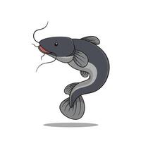 Vector illustration of a gray catfish on a white background, suitable for graphic materials