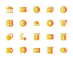 Banking and Payments Icons Set - Fill Gradient vector