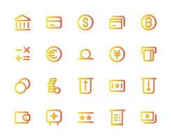 Banking and Payments Icons Set - Outline Gradient vector
