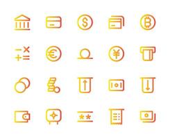 Banking and Payments Icons Set - Outline Gradient vector