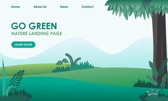 Landing page layout with illustration of nature or go green concept. Vector illustration.