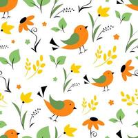 Seamless pattern with birds on a white background vector