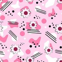 Seamless pattern with abstract blots and lines on a pink background vector