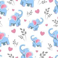 Seamless pattern with elephants on a white background vector