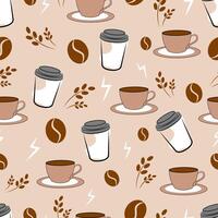 Seamless pattern with cups of coffee vector