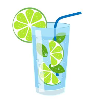 Mojito on a white background. Lime, Mint Cocktail