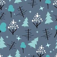 Seamless pattern with trees and fir trees vector