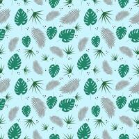 Seamless pattern with palm branches and monstera vector