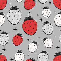 Seamless pattern with red strawberries vector