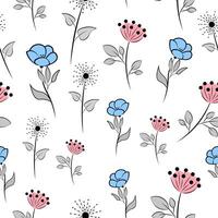 Seamless pattern with flowers on white background vector