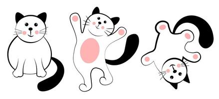 Cats on a white background. Doodle vector