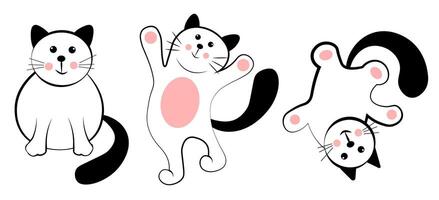 Cats on a white background. Doodle vector