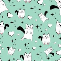 Cute seamless pattern with cats vector