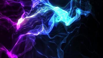 Blue-purple glowing abstract colored particle smoke in retro style. Backdrop. 4k video