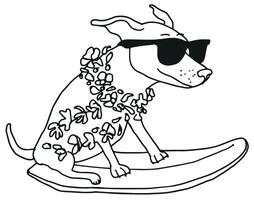 Funny Surfer Dog with Sunglasses vector