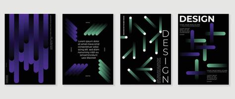 Abstract gradient background vector set. Minimalist style cover template with 3d geometric prism shapes collection. Ideal design for social media, poster, cover, banner, flyer.