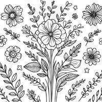 Hand drawn Hand drawn Coloring page flower line art illustration white background vector