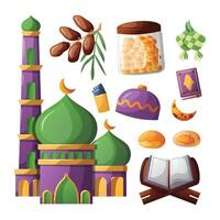 ramadhan islámico elemento conjunto ilustración vector