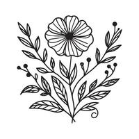 Hand drawn Hand drawn Coloring page flower line art illustration white background vector