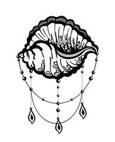 Vector Seashell. Hand drawn illustration of sea Shell on isolated background.  Underwater line art for icon or logo.