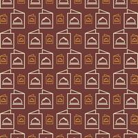 Menu flat icon repeating trendy pattern multicolor brown vector illustration background