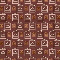 Menu flat icon repeating trendy pattern multicolor brown vector illustration background