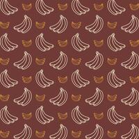 Fruit banana flat icon repeating trendy pattern multicolor brown vector illustration background