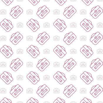 Toolbox delightful trendy red color repeating pattern vector illustration background
