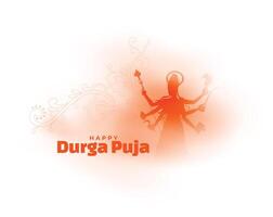 hindu religious durga puja greeting background in silhouette style vector