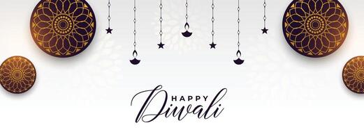 decorative happy diwali festival banner in indian style vector