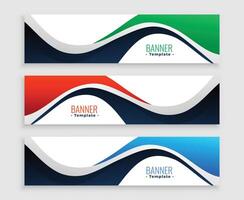 abstract web banners set in wavy shape styles vector