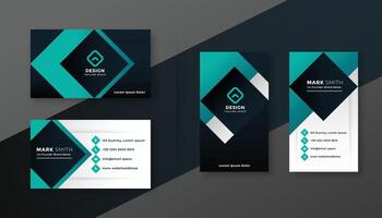 geometric turquoise modern business card design vector