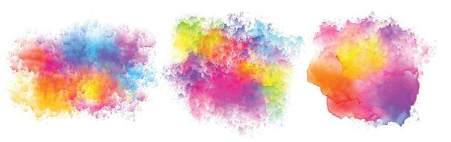 set of three watercolor splatter stains design vector