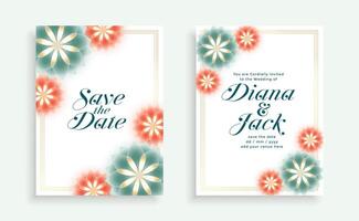 lovely flower style wedding card template design vector