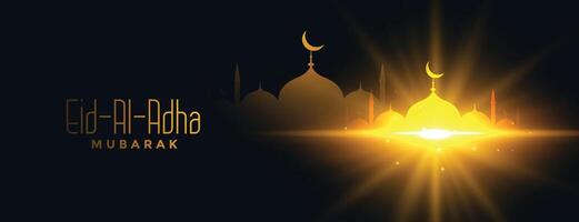 beautiful eid al adha festival glowing banner design vector