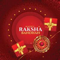 decorative indian festival raksha bandhan red greeting vector