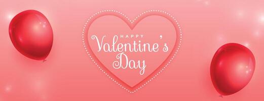 realistic valentines day balloons shiny banner design vector
