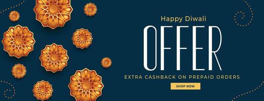 elegant diwali sale offer banner with 3d floral design vector