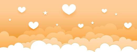 valentines day banner in paper style design vector