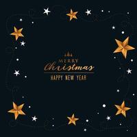 elegant merry christmas background with golden stars decoration vector