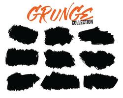 abstract grunge splatter brush stroke set of nine vector