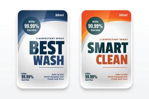 clean detergent labels set in two colors vector