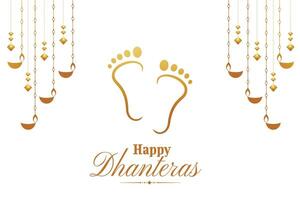 shubh dhanteras occasion background with golden goddess charan design vector