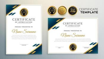certificate of achievement business template set of two vector