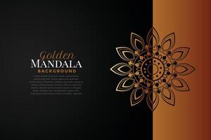 mandala background in black and rose gold color vector