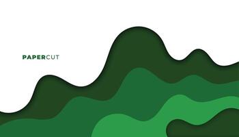 abstract green papercut style background design vector