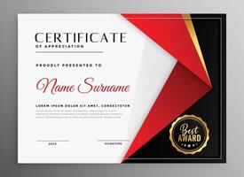 certificate of appreciation luxury red theme template design vector